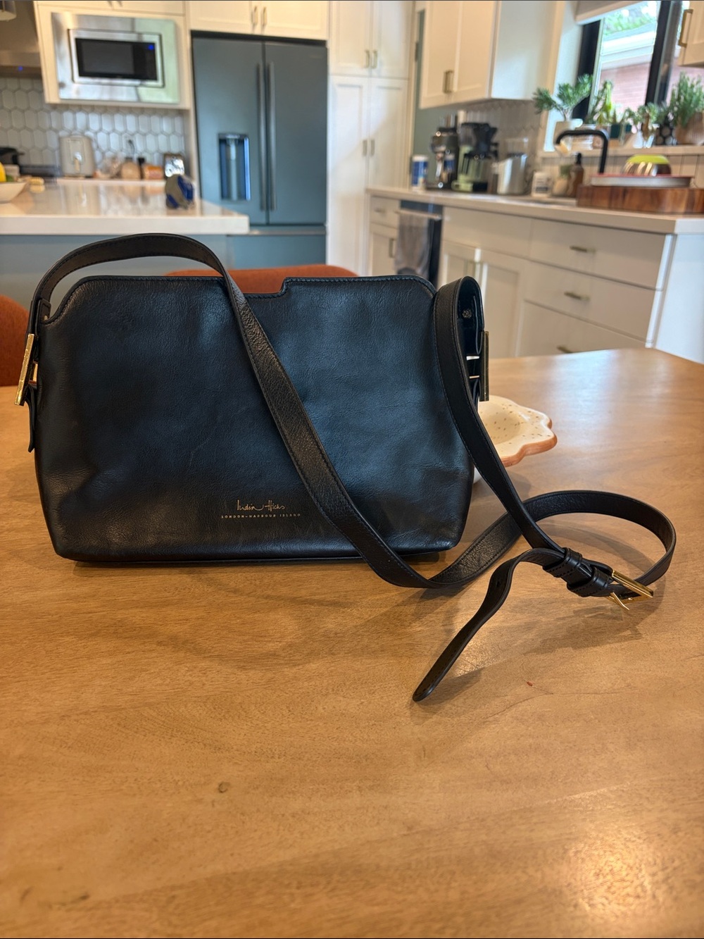 India Hicks Madison May Bag Black Leather EUC